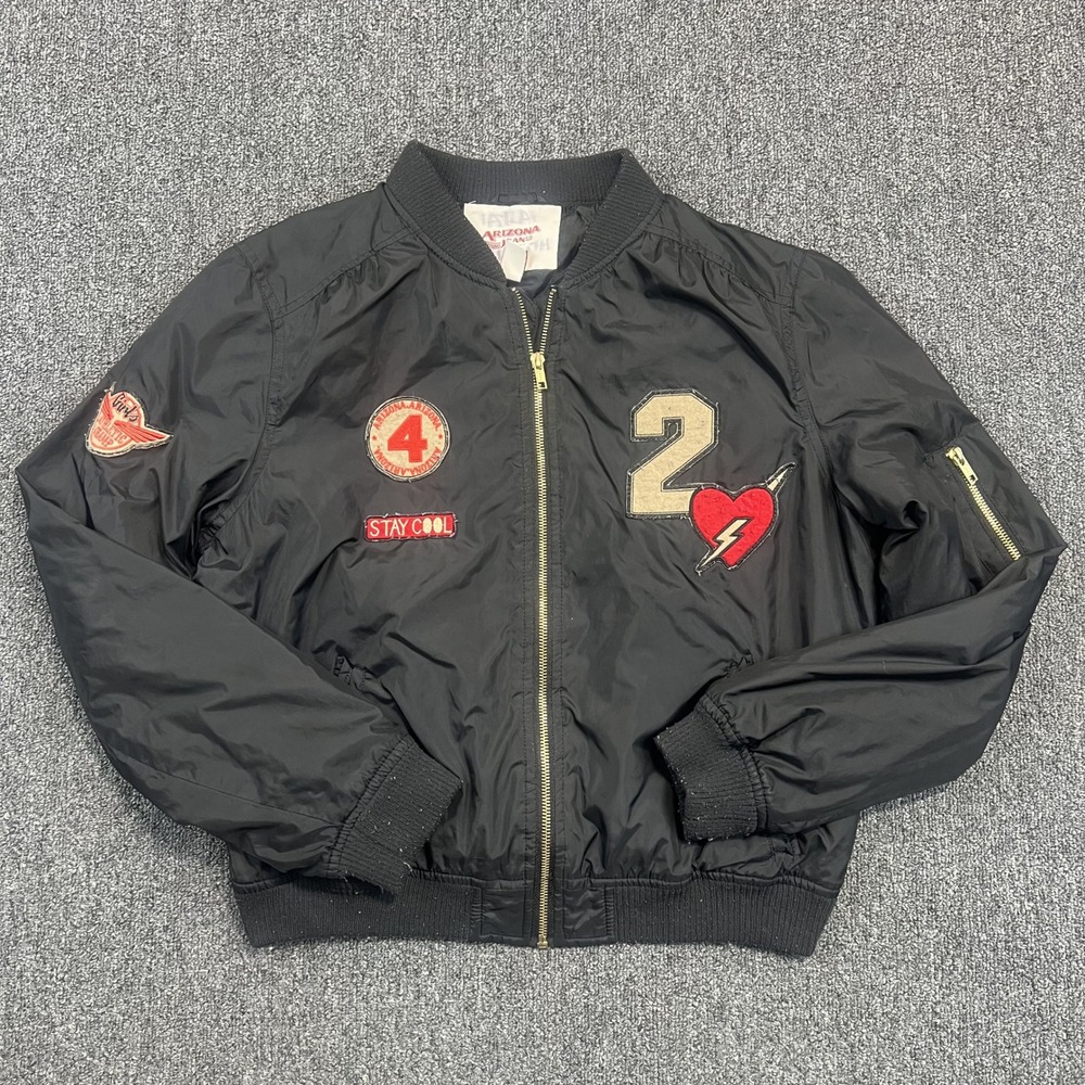 Arizona Varsity Bomber Jacket Kids Large Black Patch Collegiate Streetwear Coat